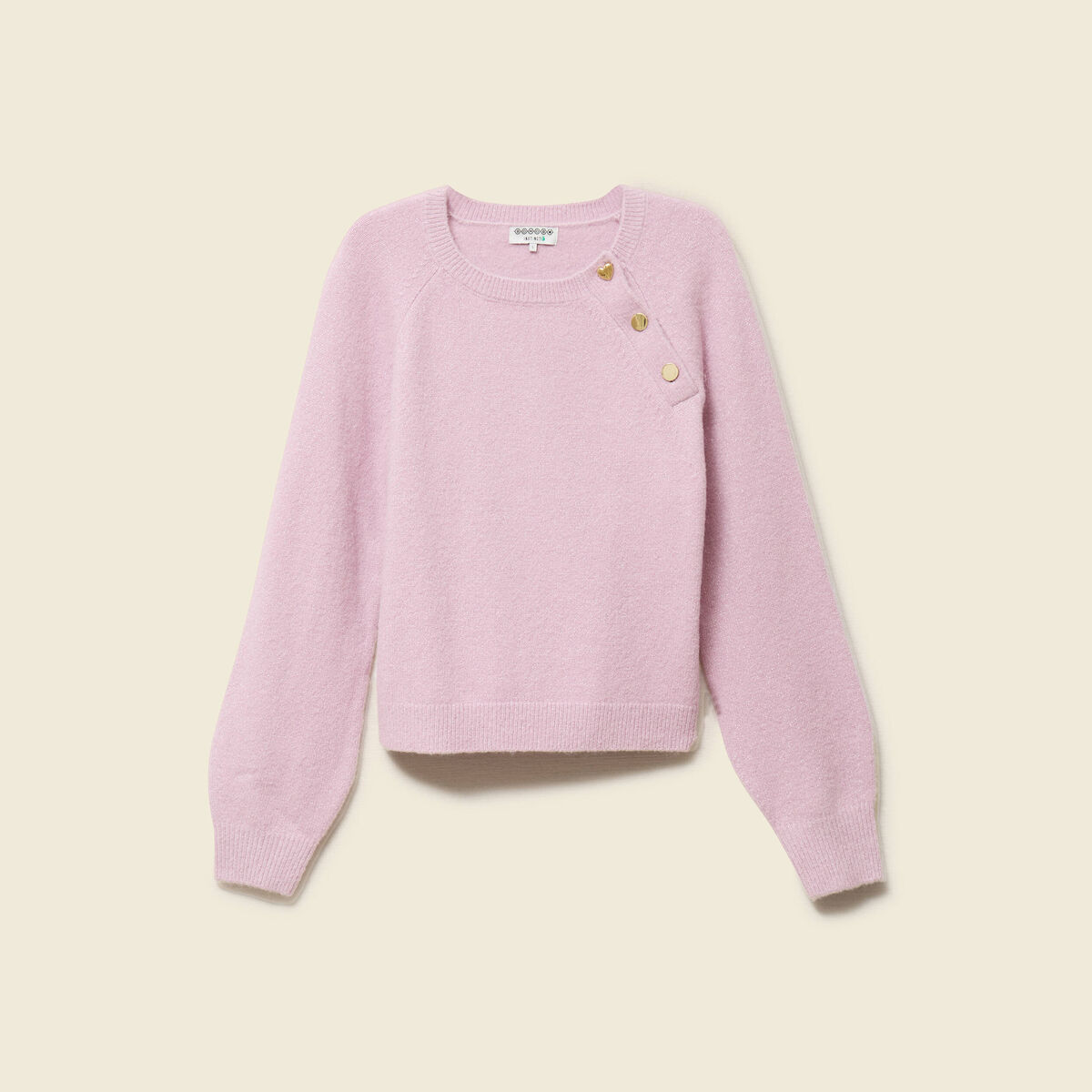 Pull manches longues col rond mauve femme