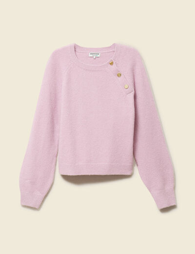 Pull manches longues col rond mauve femme