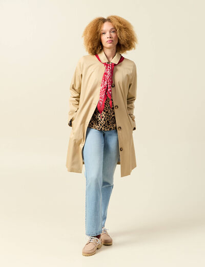 Sweat col rond manches longues beige femme