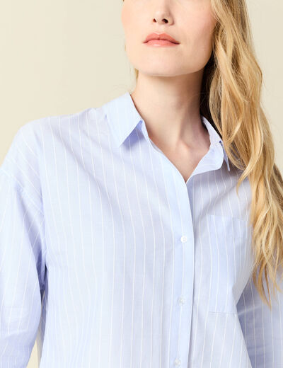 Chemise manches longues bleu pastel femme