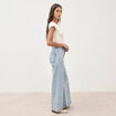 Jeans large taille haute denim bleach femme