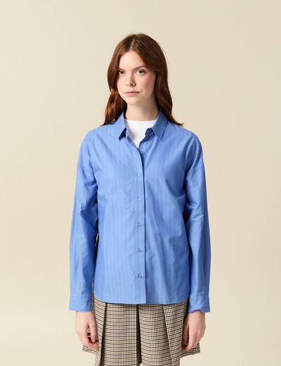 Chemise oversize en coton bleu ciel femme
