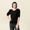 Pull manches courtes ajour&eacute; noir femme
