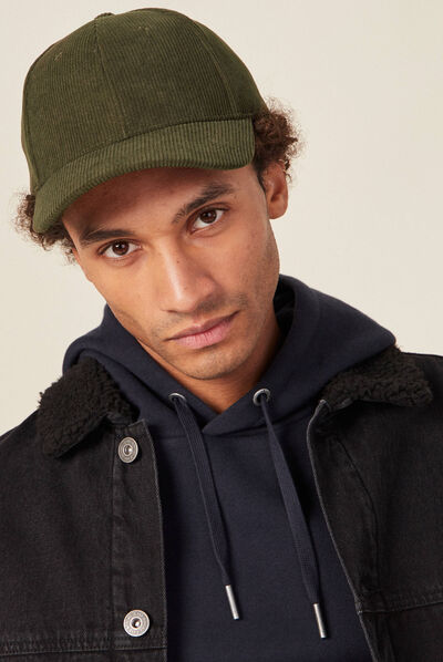 Casquette velours côtelé beige homme