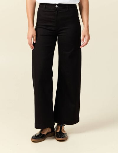Jeans large taille haute denim noir femme