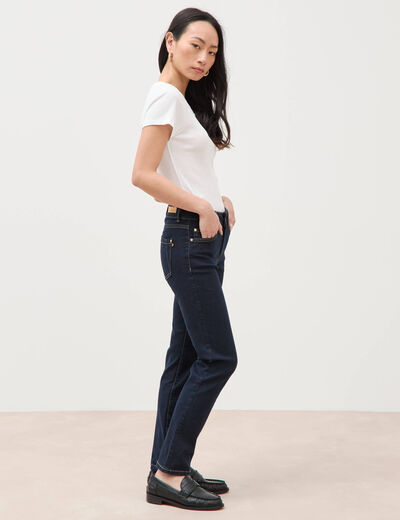 Jeans regular 7/8&egrave;me taille standard denim brut rinse femme