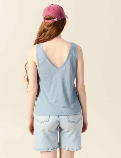 Débardeur sans manches bleu gris femme