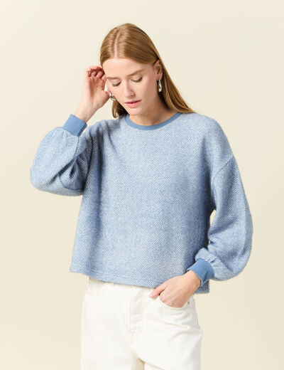 Sweat manches longues bleu clair femme