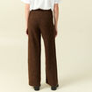Pantalon large taille haute en maille marron fonc&eacute; femme