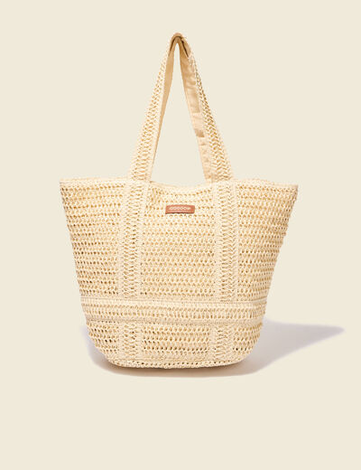 Sac cabas tressé sable femme