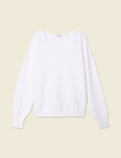 Pull manches longues blanc femme
