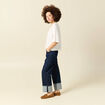 Pull col v manches 3/4 ecru femme