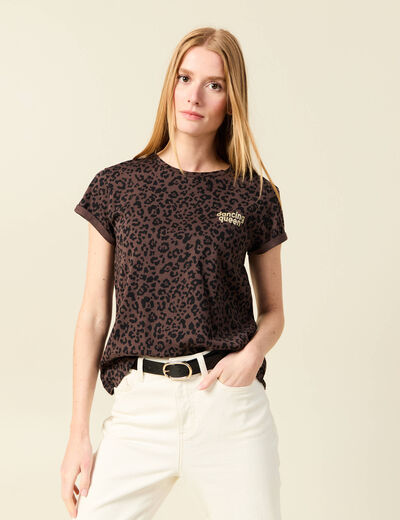 T-shirt manches courtes marron foncé femme