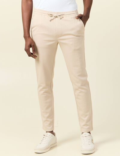 Pantalon jogger élastiqué beige homme