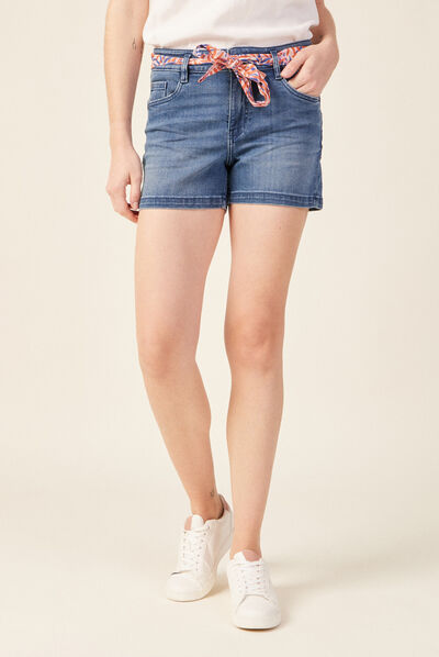Short droit éco-responsable denim stone femme