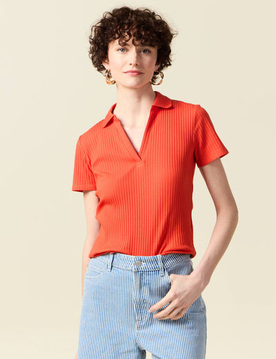 Polo manches courtes orange femme