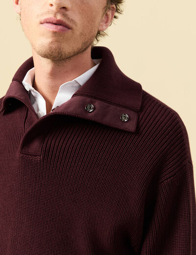 Pull droit manches longues bordeaux homme