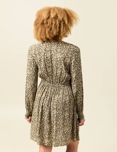 Robe manches longues vert fonc&eacute; femme