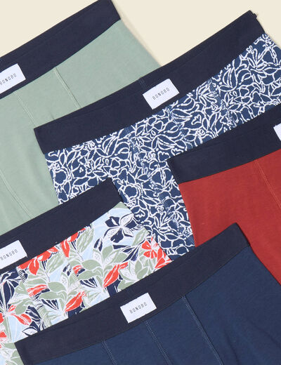 Lot 5 boxers vert olive homme