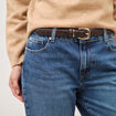 Ceinture fine en cuir marron femme