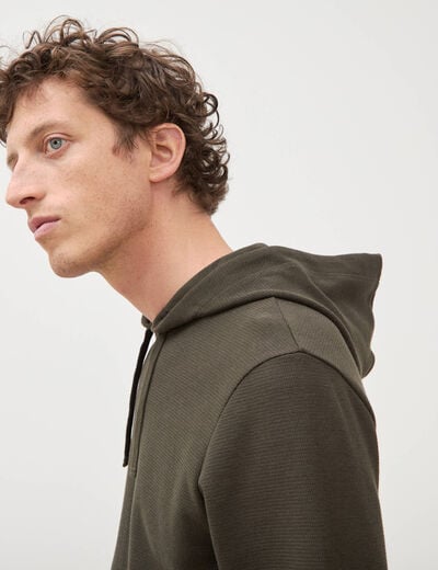 T-shirt &agrave; capuche vert kaki homme