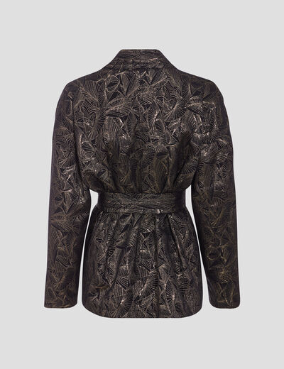 Kimono oversize manches longues ceinture couleur or femme