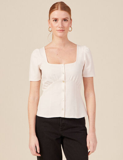 T-shirt manches courtes ecru femme