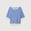 Pull droit court manches courtes bleu electrique femme