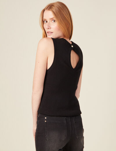 Pull débardeur éco-responsable noir femme