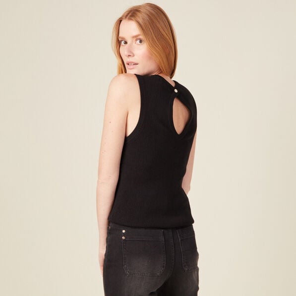 pull debardeur eco responsable noir femme Pull débardeur éco-responsable noir femme