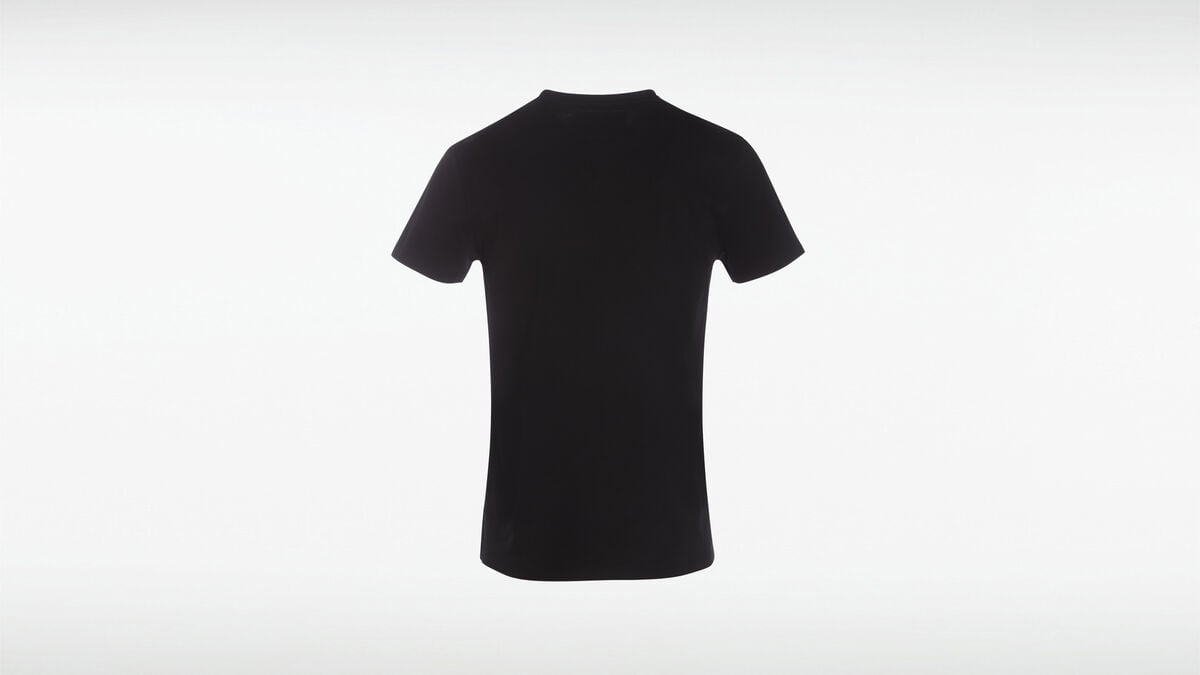 T-shirt ajust&eacute; col v manches courtes noir homme
