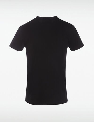 T-shirt ajust&eacute; col v manches courtes noir homme