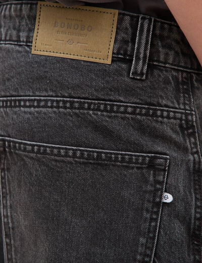 Jeans loose longueur 34 en coton denim snow noir homme