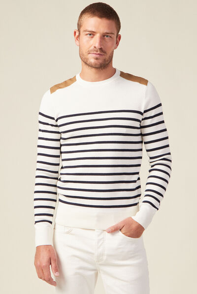 Pull manches longues ecru homme