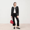 Jeans bootcut cropped taille bascul&eacute;e denim noir femme