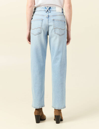 Jeans droit 7/8ème denim bleach femme