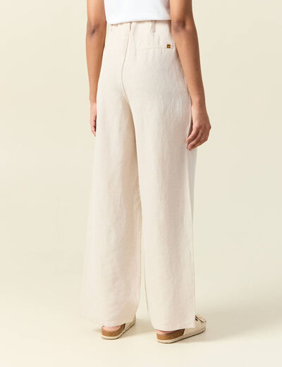 Pantalon large à pinces sable femme