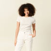 T-shirt cintré col rond manches courtes beige femme