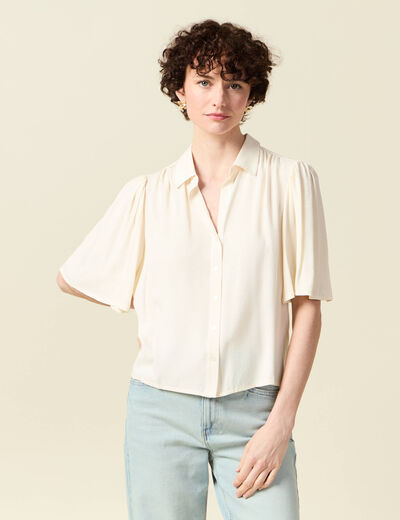 Chemise manches courtes creme femme