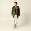 Parka d&eacute;perlante droite mi-longue vert kaki homme