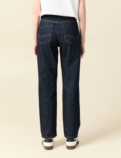 Jeans straight taille haute denim brut rinse femme