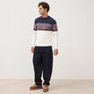 Pull fin col rond manches longues bleu marine homme