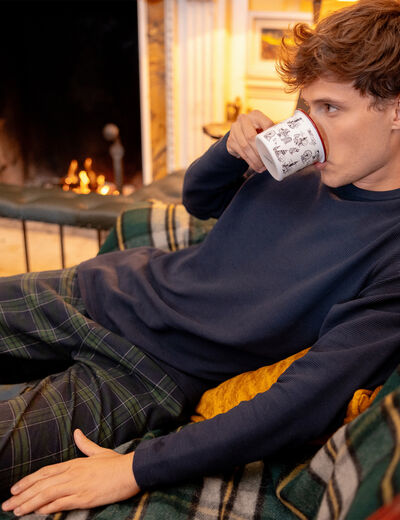 Pyjama haut et bas bleu marine homme