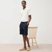 Bermuda droit &eacute;lastiqu&eacute; bleu marine homme