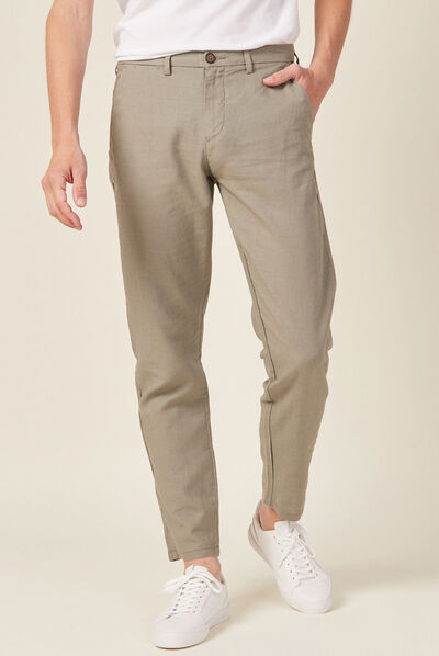 Pantalon slim éco-responsable vert kaki homme