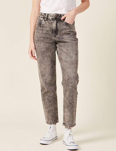 Jeans straight 5 poches denim snow gris femme
