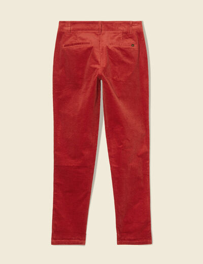 Pantalon chino velours côtelé rouge foncé femme