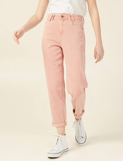 Jeans boyfriend 7/8ème rouge clair femme