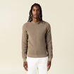 Pull manches longues col rond taupe homme