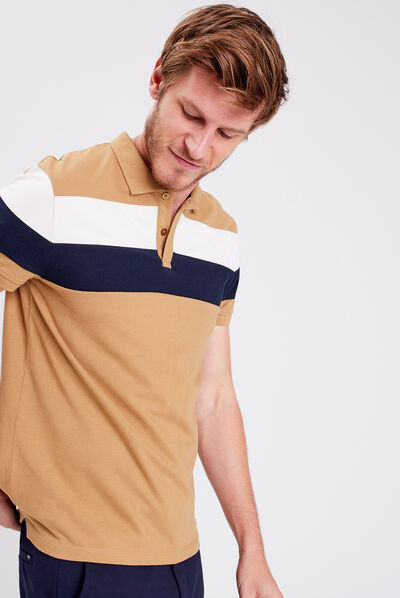 Polo manches courtes camel homme
